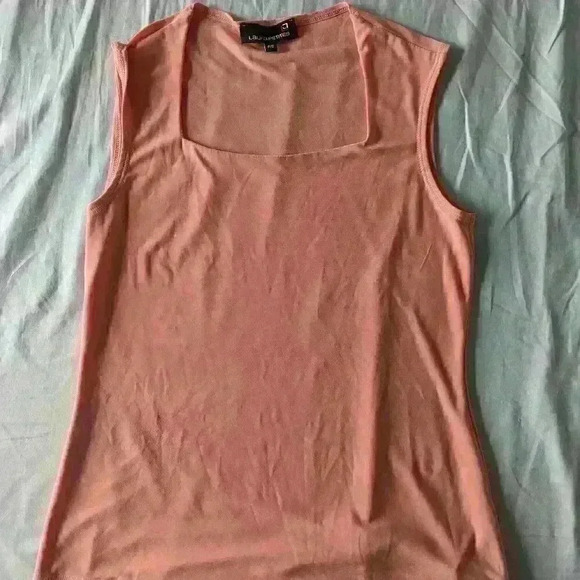 Laura Petites, Tank  top, pink, orange, square neck, size small - Picture 4 of 7
